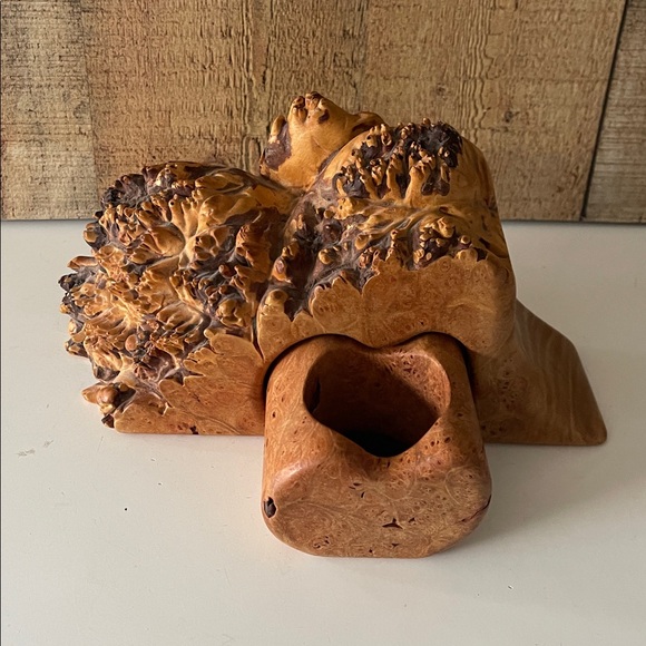 VTG Fred and Marilyn Buss live edge maple burl wood puzzle trinket box w/heart - Picture 7 of 12